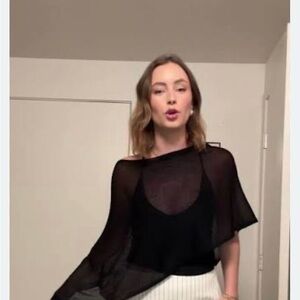 Black Sheer Poncho Women's Sweater